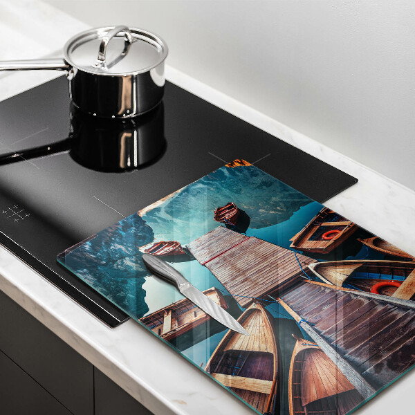 Tagliere in vetro Barche sul lago