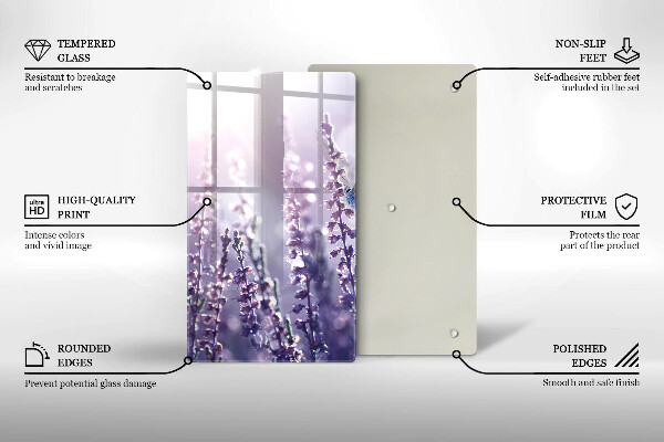 Tagliere in vetro Fiori di campo e farfalle