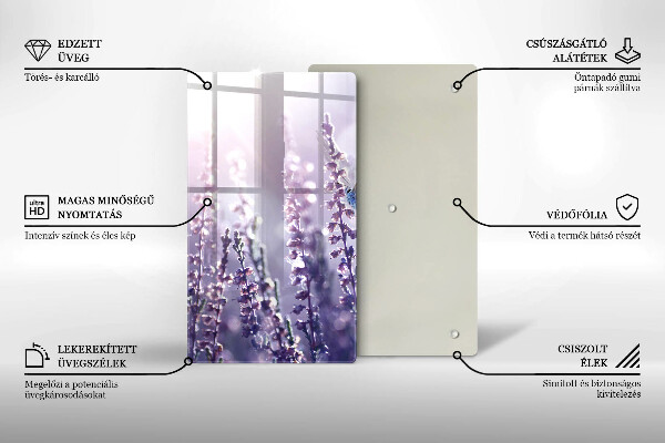 Tagliere in vetro Fiori di campo e farfalle