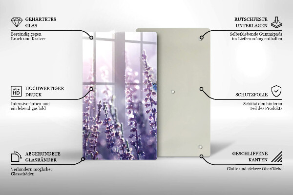 Tagliere in vetro Fiori di campo e farfalle