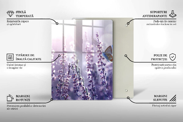 Tagliere in vetro Fiori di campo e farfalle