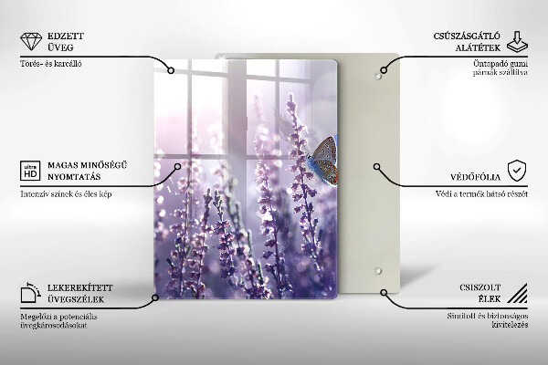 Tagliere in vetro Fiori di campo e farfalle