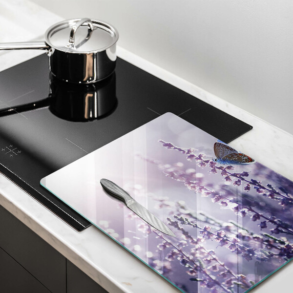 Tagliere in vetro Fiori di campo e farfalle