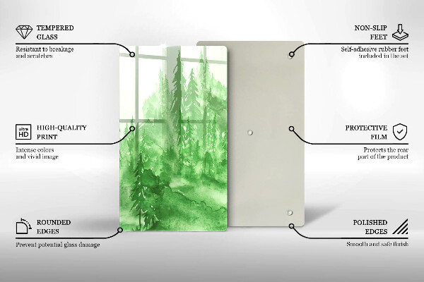 Tagliere in vetro Foresta dipinta