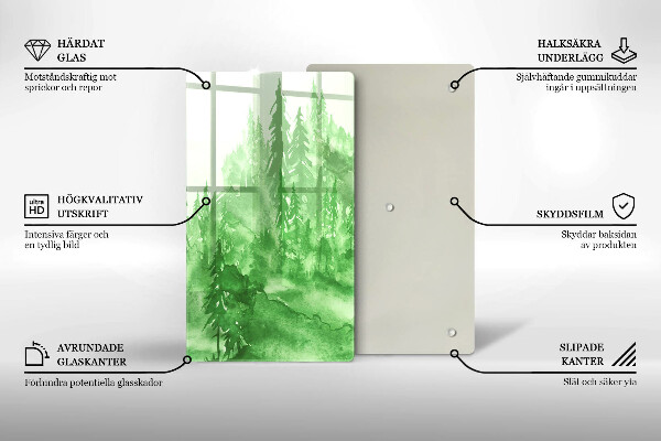 Tagliere in vetro Foresta dipinta