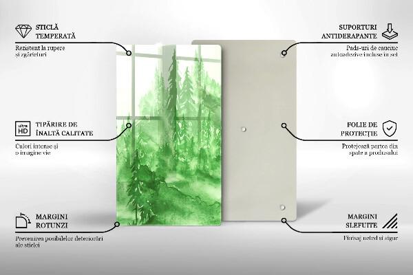 Tagliere in vetro Foresta dipinta