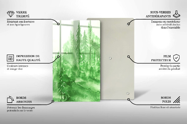 Tagliere in vetro Foresta dipinta
