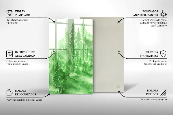 Tagliere in vetro Foresta dipinta