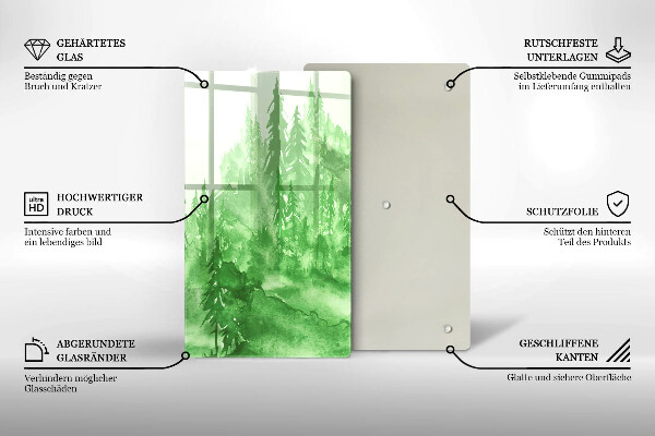 Tagliere in vetro Foresta dipinta