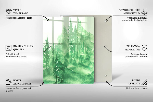 Tagliere in vetro Foresta dipinta