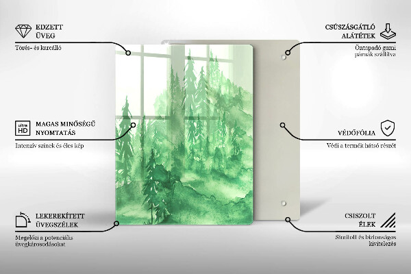 Tagliere in vetro Foresta dipinta