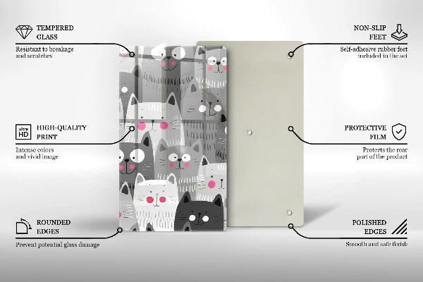 Tagliere in vetro Illustrazione dei gatti