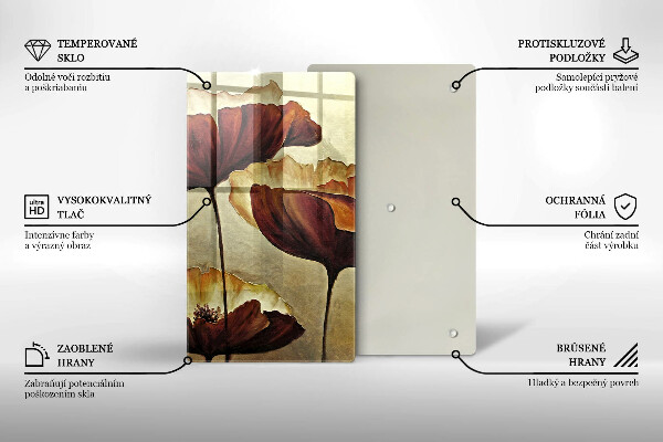 Tagliere in vetro Fiori boho dipinti