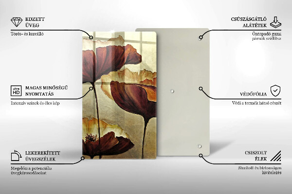 Tagliere in vetro Fiori boho dipinti