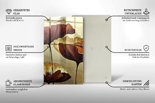 Tagliere in vetro Fiori boho dipinti