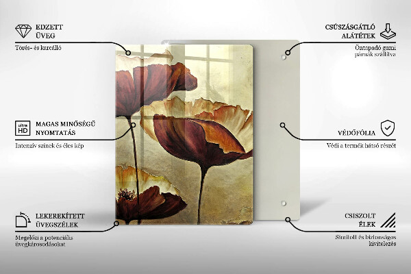 Tagliere in vetro Fiori boho dipinti