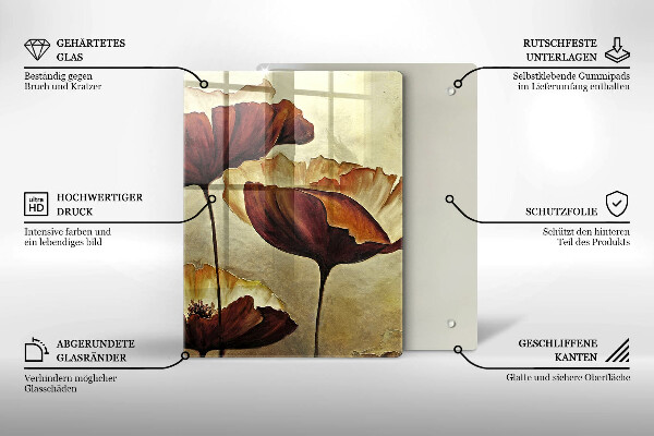 Tagliere in vetro Fiori boho dipinti