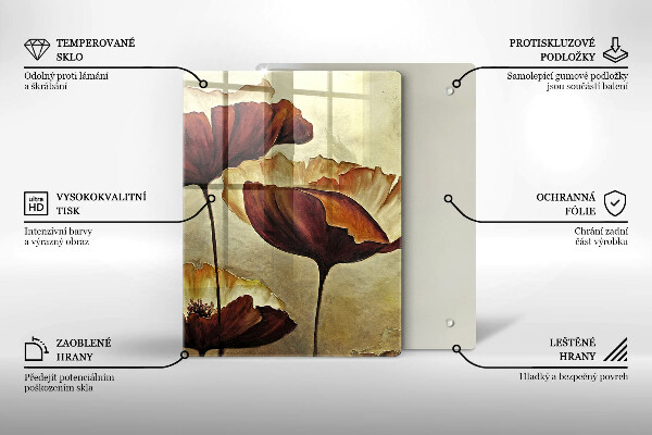 Tagliere in vetro Fiori boho dipinti