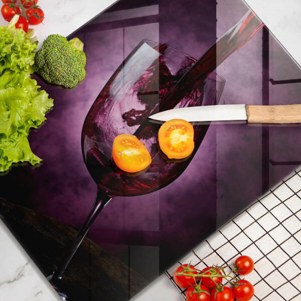 Tagliere in vetro Un bicchiere di vino