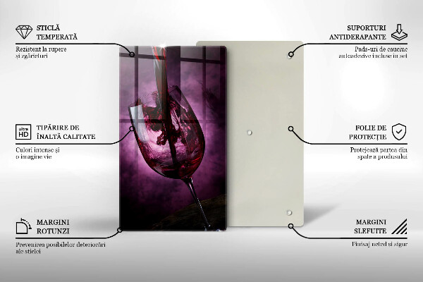 Tagliere in vetro Un bicchiere di vino