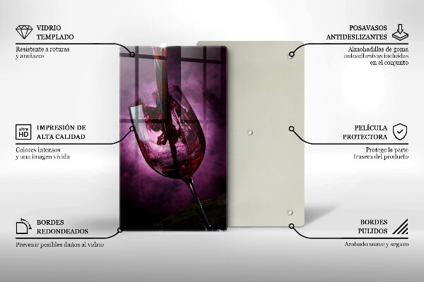 Tagliere in vetro Un bicchiere di vino