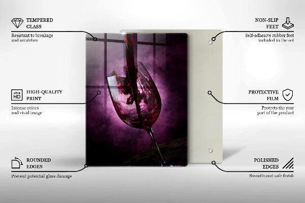 Tagliere in vetro Un bicchiere di vino