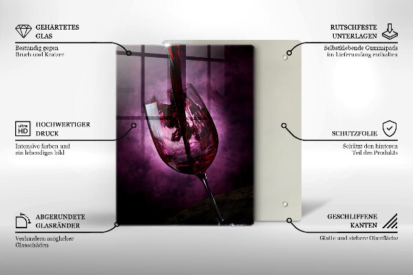 Tagliere in vetro Un bicchiere di vino