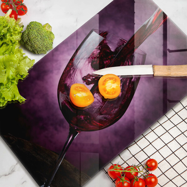 Tagliere in vetro Un bicchiere di vino