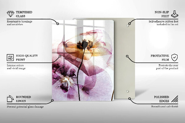 Tagliere in vetro Fiori delicati