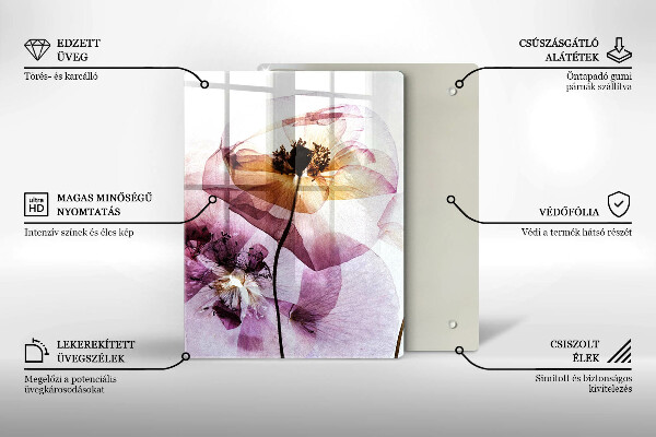 Tagliere in vetro Fiori delicati