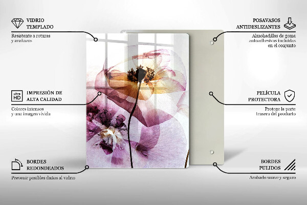 Tagliere in vetro Fiori delicati