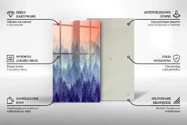 Tagliere in vetro temperato Foresta al tramonto