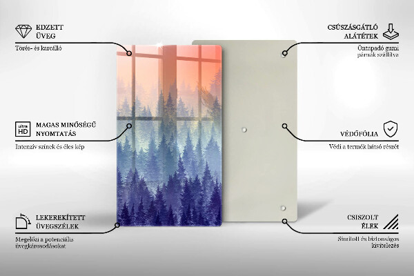 Tagliere in vetro temperato Foresta al tramonto
