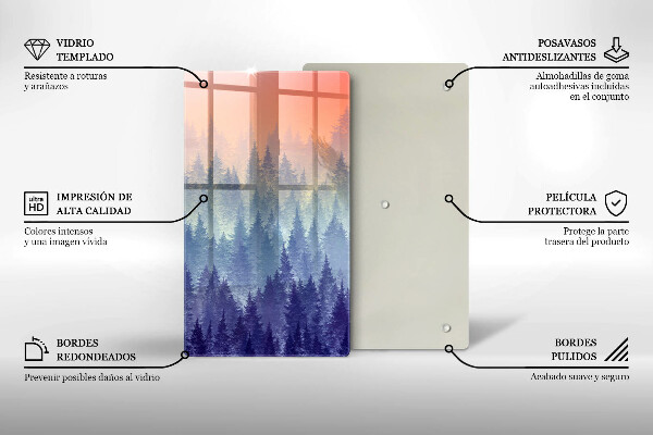 Tagliere in vetro temperato Foresta al tramonto