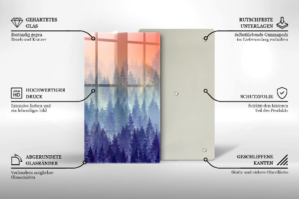 Tagliere in vetro temperato Foresta al tramonto