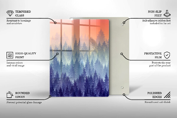Tagliere in vetro temperato Foresta al tramonto