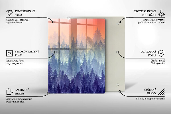 Tagliere in vetro temperato Foresta al tramonto