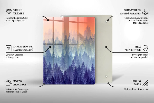 Tagliere in vetro temperato Foresta al tramonto
