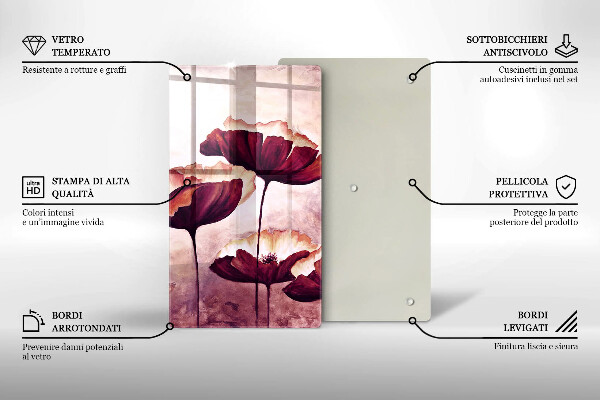 Tagliere in vetro temperato Pittura di fiori