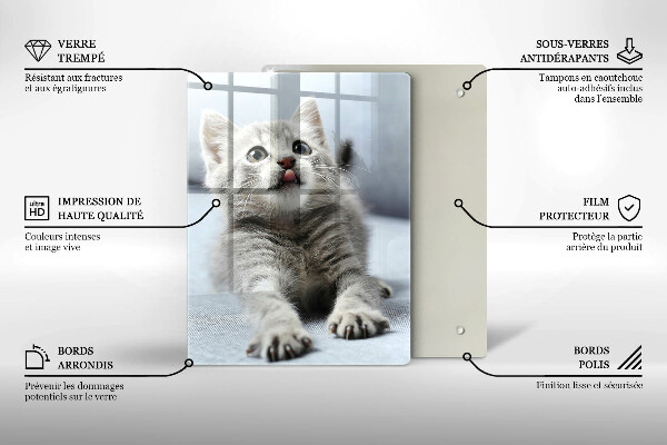 Tagliere in vetro Piccolo gattino carino