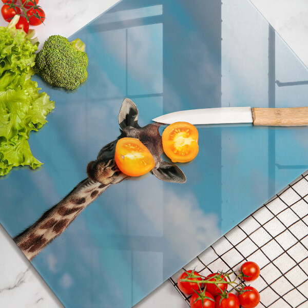 Tagliere in vetro Giraffa e cielo