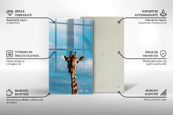 Tagliere in vetro Giraffa e cielo