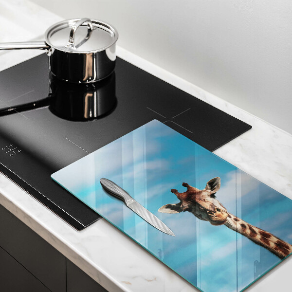 Tagliere in vetro Giraffa e cielo