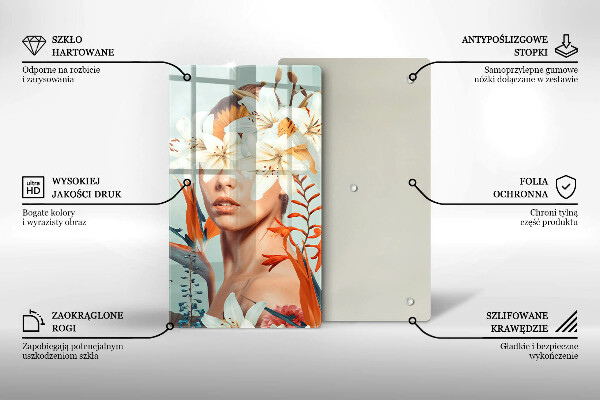 Tagliere in vetro Donna tra i fiori