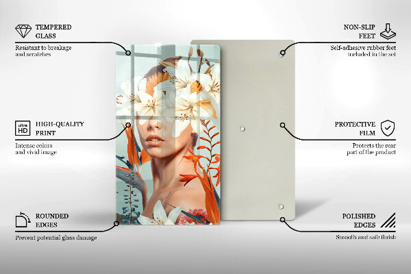 Tagliere in vetro Donna tra i fiori