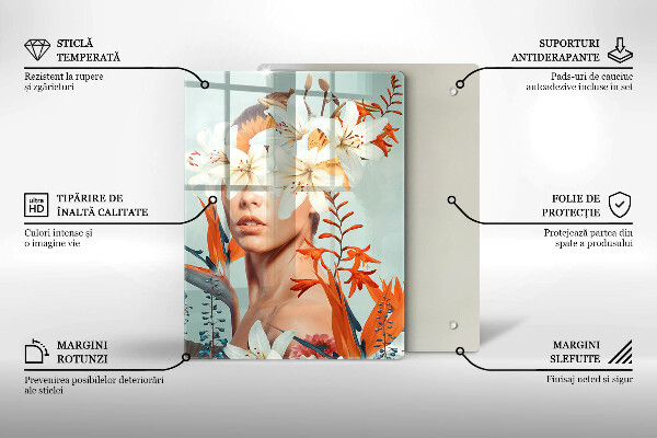 Tagliere in vetro Donna tra i fiori