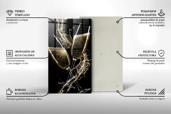 Tagliere in vetro Bicchieri di champagne