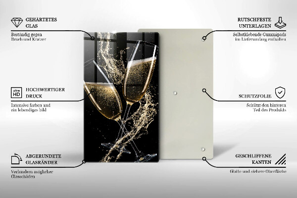 Tagliere in vetro Bicchieri di champagne