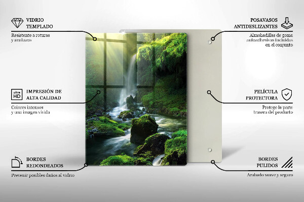 Tagliere in vetro Cascata nella giungla