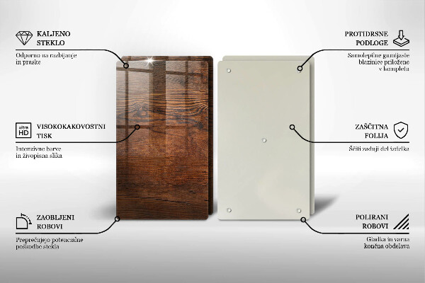 Tagliere in vetro temperato Tavola in legno scuro